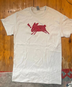 Red Rabbit on Grey T-Shirt-HR01